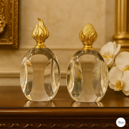 طقم 2 قطعة كريستال مع ذهبي