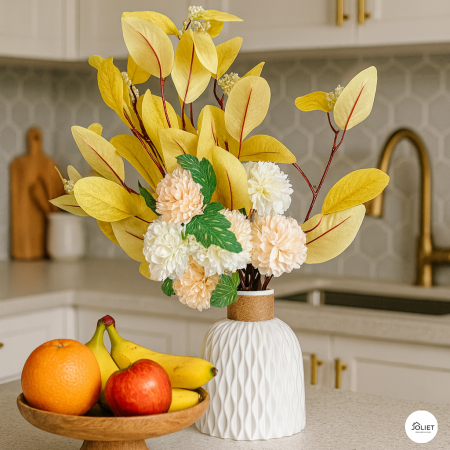 فازة ديكور - اصفر وابيض