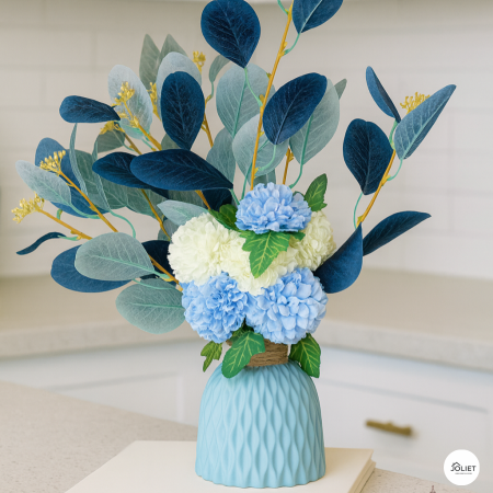 فازة مع ورد - ازرق