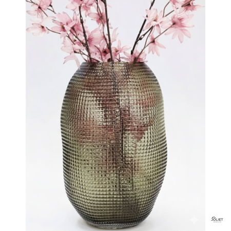 فازة زجاج عسلي واسود متدرج - حجم كبير