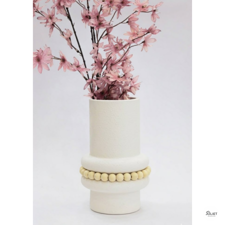 فازة رخام ابيض - مع سلسلة خشب