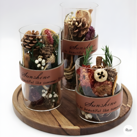 ديكور زجاجة مع ورد مجفف - 3 احجام