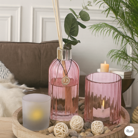 طقم قاعدة خشب مع معطر وشمع