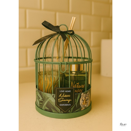 طقم معطر وشمعة مع قفص