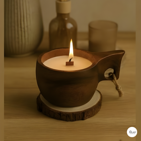 شمعة خشب شكل كاسة